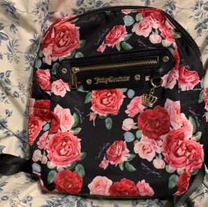 Juicy couture rose black back pack purse